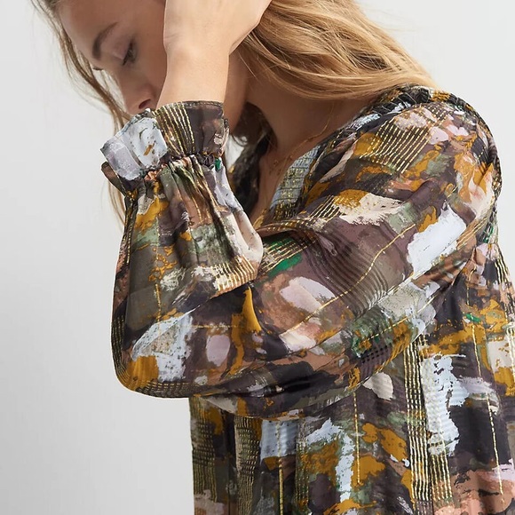 Anthropologie Blair Shimmer Maxi Dress size Small Multicoloured Long Sleeve - Picture 2 of 11